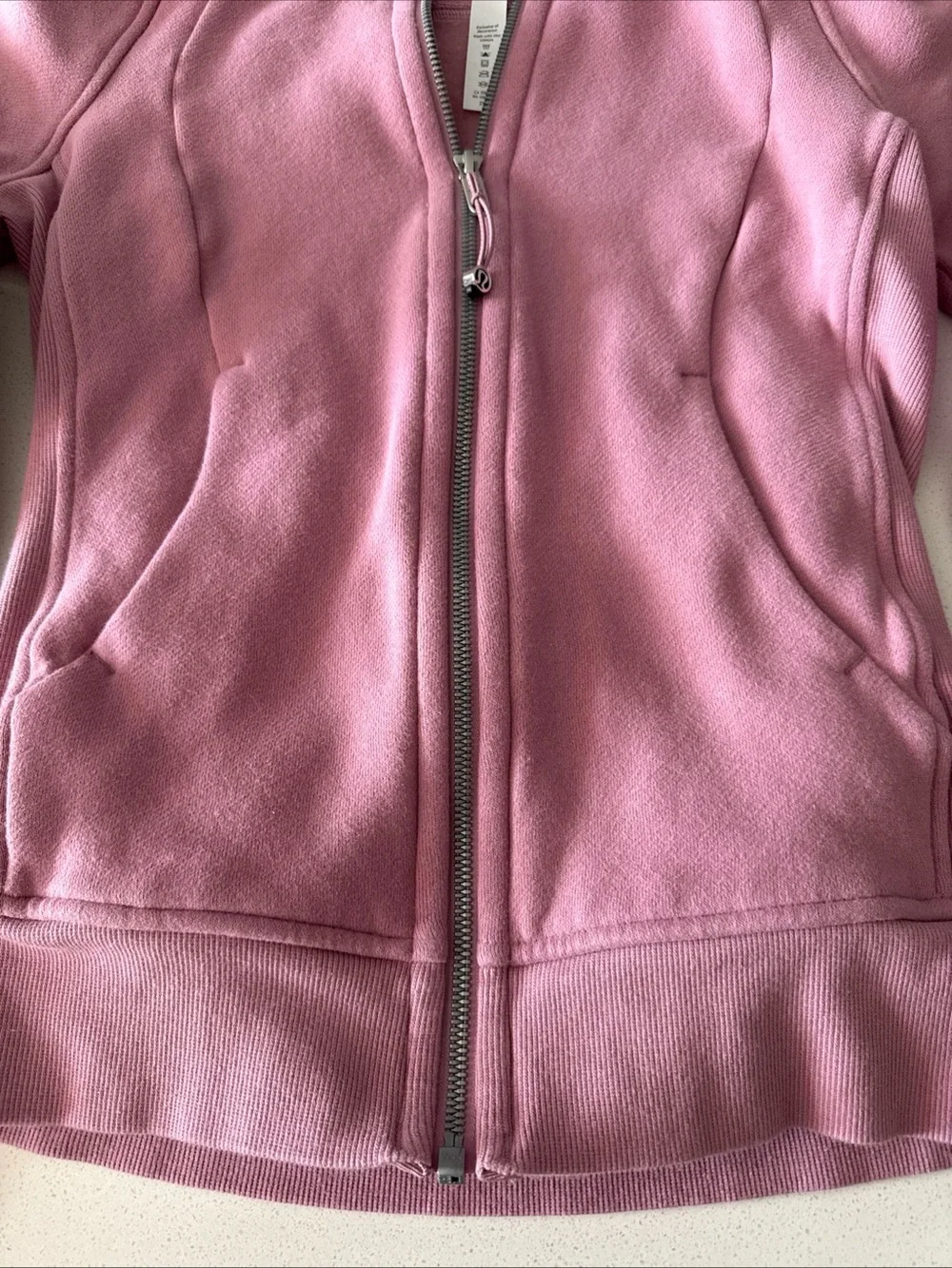 Lululemon Scuba Full Zip Hoodie Size 2 Powder Pink Cotton Jacket Pockets